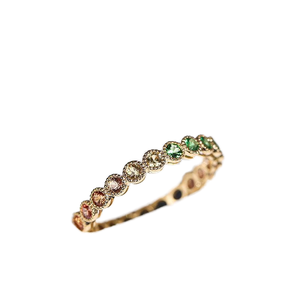 Anillo de media eternidad con borde milgrain fino y gemas multicolor de Source Jewelry Factory, certificado CE para uso diario, ideal para tiendas minoristas de joyería. - Product Image 2