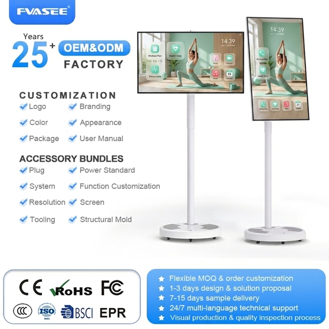 32 Inch Portable Mobile Smart Phone Tv Portable Touchscreen Android Rolling Floor Tv Portable Smart Tv With Camera