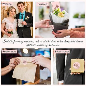 Set di Adesivi e Biglietti di Ringraziamento in Lamina Oro Rosa, Decorazione per Imballaggi E-Commerce - Product Image 6