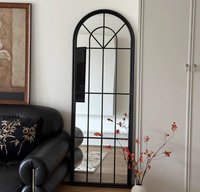 American Industrial Arched Window Pane Retro Church Window Decoration Mirror Iron Art Wall Mounted Mirror