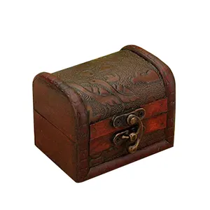 Boîte d'anneaux en bois Vintage à la main, Mini coffret à serrure en métal pour stocker des bijoux