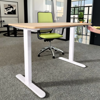 Cadre de bureau assis-debout électrique à moteur unique avec design ergonomique moderne, réglable en hauteur, mobilier convertible pour bureau à domicile