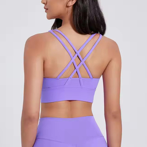 Couleur unie Multiples Bretelles Sous-Vêtements Top Poitrine Pad Sans Bretelles <span class=keywords><strong>Croisé</strong></span> Dos Femmes Fitness Femme Chaude Sexy Xxxx <span class=keywords><strong>Soutien</strong></span>-<span class=keywords><strong>Gorge</strong></span> De Sport - Product Image 1