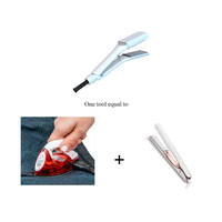 Fer à lisser professionnel 2-en-1 électrique à revêtement céramique pour cheveux et vêtements, double tension, écran LED, chauffe rapide, portable pour camping-car et hôtel