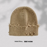Gorro de punto rasgado de color liso, estilo retro, para otoño-invierno, tendencia urbana, personalizable con logo, de Van Sally Cross-border.