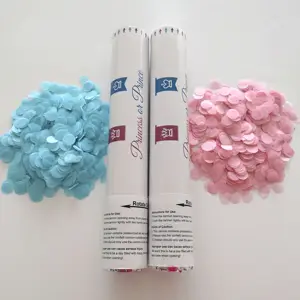 Aangepaste Biologisch Afbreekbare Jongen Of Meisje Geslacht Onthullen Rook Kanonnen Poeder Confetti Party Popper Voor Baby Shower