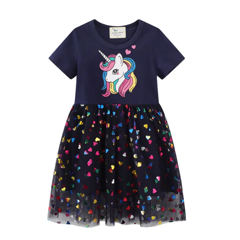 Children unicorn princess dress summer thin breathable small and medium-sized girls' skirt knitted dresses