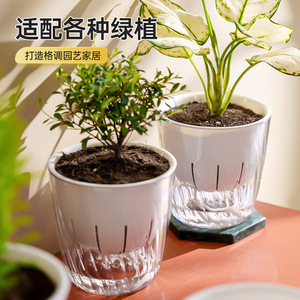 Transparent <b>Plastic</b> Flower Pots Desktop Self Watering Hydroponic <b>Planters</b> Minimalist Design For Indoor Greenery - Product Image 4
