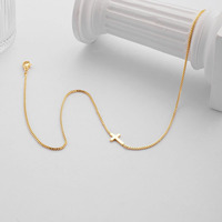 Collier croix pour femmes or 14K plaqué argent délicat petite croix pendentif tour de cou Simple à la mode mignon croix breloque chaîne collier