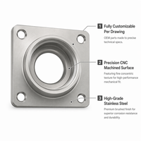 Plaque de montage carrée en acier inoxydable de précision sur mesure, usinage CNC, pièces moulées par investissement