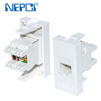 Módulo de red NEPCI CAT5E Dual IDC de fábrica, placa frontal de 22.5x45mm para montaje en panel, conector Keystone RJ45 CAT6 UTP de 180 grados para PC