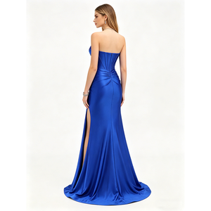 Corsetto <span class=keywords><strong>di</strong></span> pizzo con perline con spacco elegante abito da sera in raso e <span class=keywords><strong>sirena</strong></span> laurea per le donne - Product Image 6