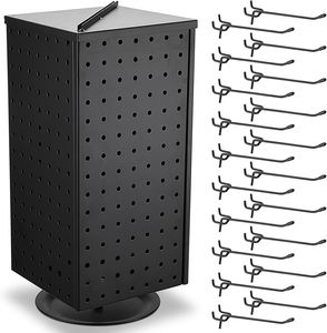 Présentoir rotatif sur pied en métal à 4 faces avec <span class=keywords><strong>20</strong></span> crochets pour bijoux, boucles d'oreilles, porte-clés, artisanat, comptoir de vente au détail - Product Image 1