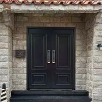 Porte de sécurité moderne de luxe noire à double ouverture en bois massif fini pour l'intérieur