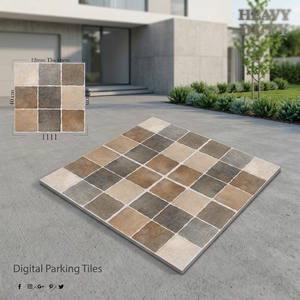 Carreaux de sol extérieurs en porcelaine numérique effet brique rustique mat 400x400mm 12mm pour parking - Product Image 3