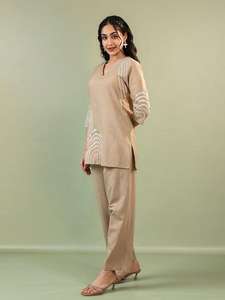 Ensemble de cordons en coton modeste, imprimé, décontracté, pour le bureau et les vacances, ensemble de cordons en coton indien, vente en gros - Product Image 3