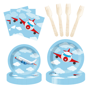 Ensemble d'assiettes en papier DAMAI personnalisées, ciel bleu, avion rouge, vaisselle jetable, fournitures de fête pour enfants, anniversaire de garçon - Product Image 3