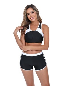 Traje de baño Tankini personalizado para mujer Traje de baño Tankini con cremallera 2025 Control de barriga Cintura alta Trajes de baño de dos piezas - Product Image 4