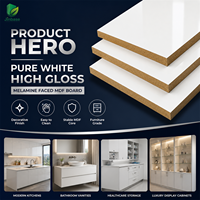 Panneau MDF mélaminé Jinbase 18 mm, blanc pur, haute brillance, E0, 1220x2440 mm, panneau de fibres à densité moyenne mélaminé pour meubles