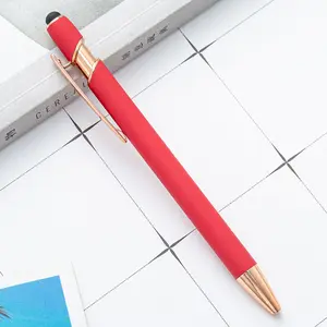 Luxury Branded Writing Personalized Multi Function Soft Touch Promotion Custom Ball Point Metal Pen With Stylus Logo Printed