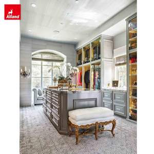 Armario Vestidor de Lujo con <span class=keywords><strong>Puertas</strong></span> de Madera Maciza Tradicional, Cajones Elevados, Puerta de Vidrio, Zapatero, con Luz y Moldura Superior - Product Image 3