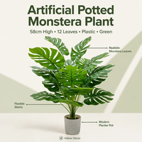 Plante artificielle Monstera moderne de 58 cm avec pot, plante artificielle Bonsaï pour décoration intérieure