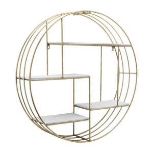 Mensola rotonda da parete con struttura in metallo per soggiorno, ingresso, decorazione e organizzazione degli oggetti - Product Image 2