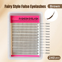 Extensions de cils Super Populaires Spike Fairy Cluster 10-20mm, Faux Cils en Grappe Unique Marron, 12 Rangées, DIY, Longue Durée