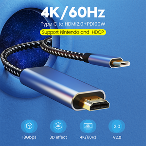 Cable USB C a <span class=keywords><strong>HDMI</strong></span>, 4K, 60Hz, nailon trenzado, <span class=keywords><strong>adaptador</strong></span> de Cable <span class=keywords><strong>HDMI</strong></span> a tipo C de alta velocidad para portátiles <span class=keywords><strong>iPad</strong></span> <span class=keywords><strong>Pro</strong></span> - Product Image 2