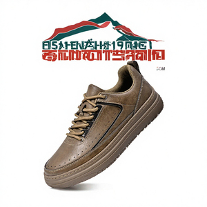 Zapatos para caminar de cuero genuino marrón, transpirables, con cordones, zapatillas casuales antideslizantes, cómodas, calzado para hombre - Product Image 3