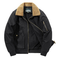 Veste bomber en coton pour homme, style vintage Amikaki, plusieurs poches, manteau en polaire berbère, veste d'hiver décontractée à col rabattu, épaisse, pour homme