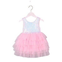 Nouvelle arrivée, robe d'été sans manches pour filles, avec nœud, paillettes, tulle à étages, 2-14T, bleu royal, respirante, écologique, col en V