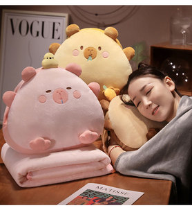 Coussin en peluche Capybara doux avec couverture intégrée 2-en-1, <span class=keywords><strong>jouet</strong></span> en peluche, décoration de canapé, coussin de siège de bureau, cadeau mignon - Product Image 5