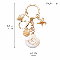 Porte-clés créatif en forme de coquillage, conque et étoile de mer simulés, souvenir de vacances à la plage, breloque pendentif RR10