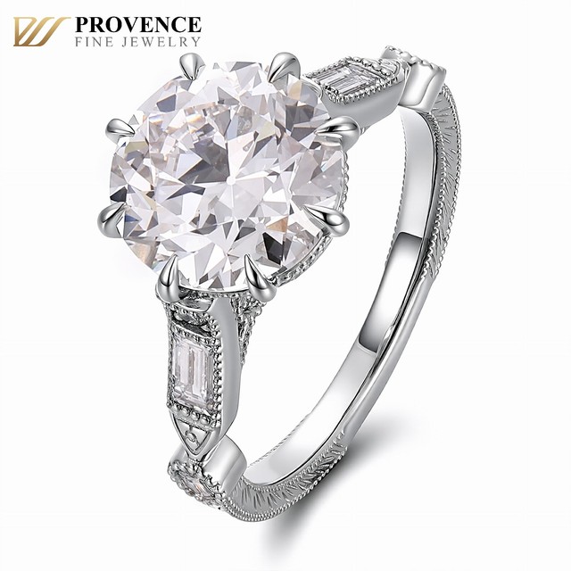 3CT Round Old European Cut Lab diamond Ring Classic Design Fine Jewelry PT950 Platinum Engagement Ring Wedding Ring for Women