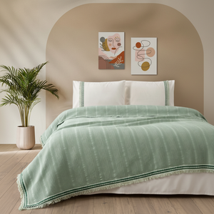 Ensemble de couvre-lit en dentelle verte 210*230 cm drap 240*260 cm 2 taies d'oreiller 50*70 cm dentelle décorative - Product Image 1