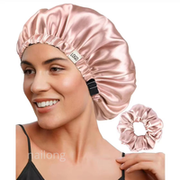 Gorro de Dormir de Seda y Satén Ajustable de Lujo con Logotipo Personalizado, Gorro para el Cabello con Banda para Atar, para Uso Diario, Multiusos, para el Cuidado del Cabello de Mujeres