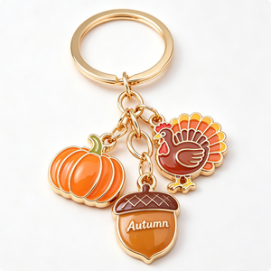 Llavero de Aleación de Zinc con Dijes de Pavo, Calabaza y Bollo, Estilo de Dibujos Animados, Regalo de Recuerdo para Acción de Gracias - Product Image 6