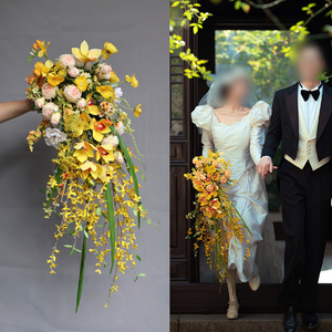 Восточный Водопад Букет Белая орхидея Калла Лилия, искусственный фаленопсис для свадьбы, готовый запас - Product Image 4