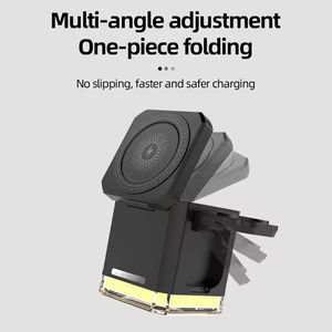 Station de recharge sans fil pliable 3 en 1 <span class=keywords><strong>Chargeur</strong></span> sans fil <span class=keywords><strong>Chargeur</strong></span> magnétique de voyage Support magnétique pliable portable avec LED - Product Image 5