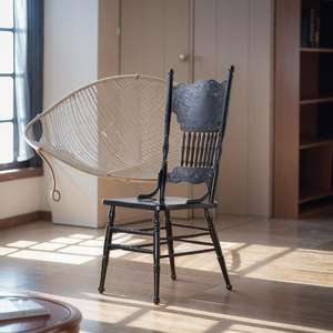 Silla de comedor americana retro de madera maciza, estilo rústico Windsor, estable para uso en interiores. - Product Image 2