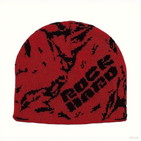 Gorro de Punto Acrílico Suave con Diseño Jacquard Grunge, con Logotipo Personalizado, Estilo Urbano Y2K, Gorro de Calavera para Hombre y Mujer