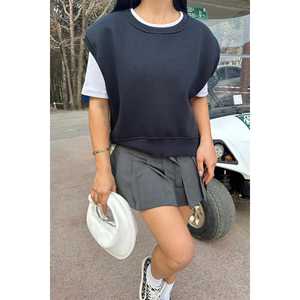 Sudadera sin mangas para mujer, color azul marino, con bordado de camuflaje y letras, forro de seda, para la temporada de otoño - Product Image 4