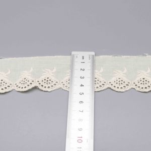 Passamaneria in <span class=keywords><strong>pizzo</strong></span> traforato vintage in cotone all'ingrosso, ricamo festonato rosa antico e bianco sbiancato da 4,8 cm per decorazioni in stile rustico, cucito - Product Image 5