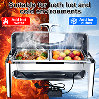 Chauffe-Plat Électrique Professionnel 9L en Acier Inoxydable avec Couvercle Rabattable, Idéal pour Buffets, Hôtels et Réchauffement d'Alcool