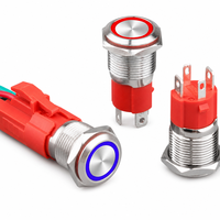 Interrupteur à bouton-poussoir lumineux JSELE 16 mm étanche IP67, en métal, haute puissance, 10A max, 1NO 2NO