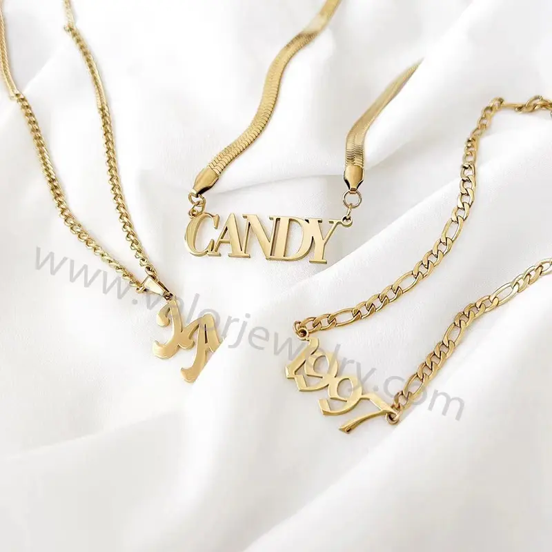 Personalized Choker Cuban Chain Name Initial Letter Gold Stainless Steel Pearl Fine Fashion jewelry Custom Necklace for Women