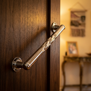 Barra de Apoyo Moderna para Baño en Cromo |   Soporte de pared de acero inoxidable 304 con mango antideslizante |   Diseño de Seguridad de Alta Resistencia - Product Image 1