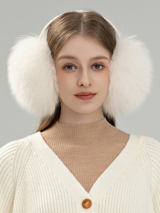 Offre Spéciale de haute qualité de luxe femmes réel fourrure de renard cache-oreilles en gros hiver doux cache-oreilles protéger plus chaud argent fourrure de renard oreillette - Product Image 3