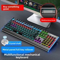 Clavier mécanique AULA/TLT F2099 à double éclairage bleu, équipement de jeu professionnel, pour cybercafés, châssis métallique, anti-ghosting
